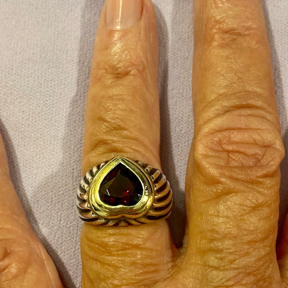 Elegant Gold and Silver Ring with Red Gemstone